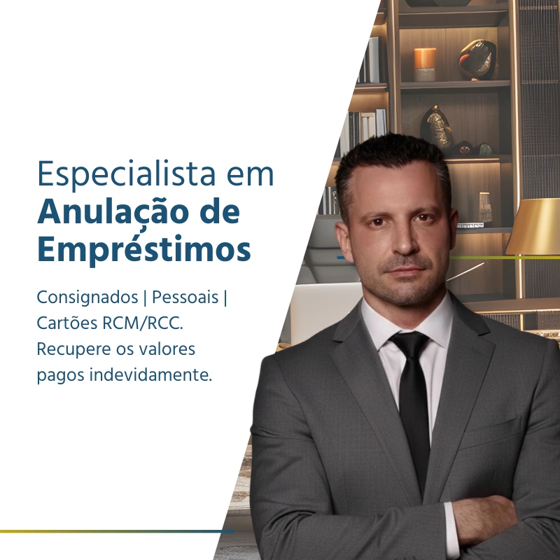 Especialista em&nbsp;Anula&ccedil;&atilde;o de
Empr&eacute;stimos
Consignados | Pessoais | Cart&otilde;es RCM/RCC. Recupere os
valores pagos indevidamente.